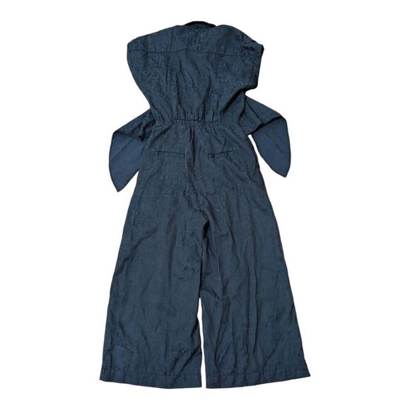 Anthropologie Ett:Twa James Navy Blue Tie Waist Wide Leg Jumpsuit Size 0 - Picture 4 of 4